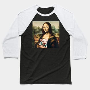 Mona Lisa's Piggy Pal: Celebrate National Pig Day Baseball T-Shirt